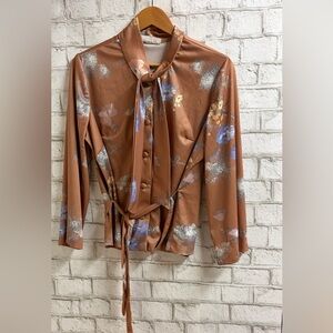 Vintage 70’s Floral Two-Piece Blouse & Skirt